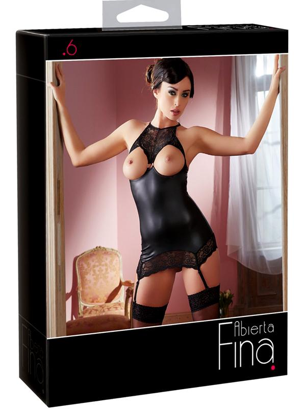 Negligè con inserti in pizzo Nero