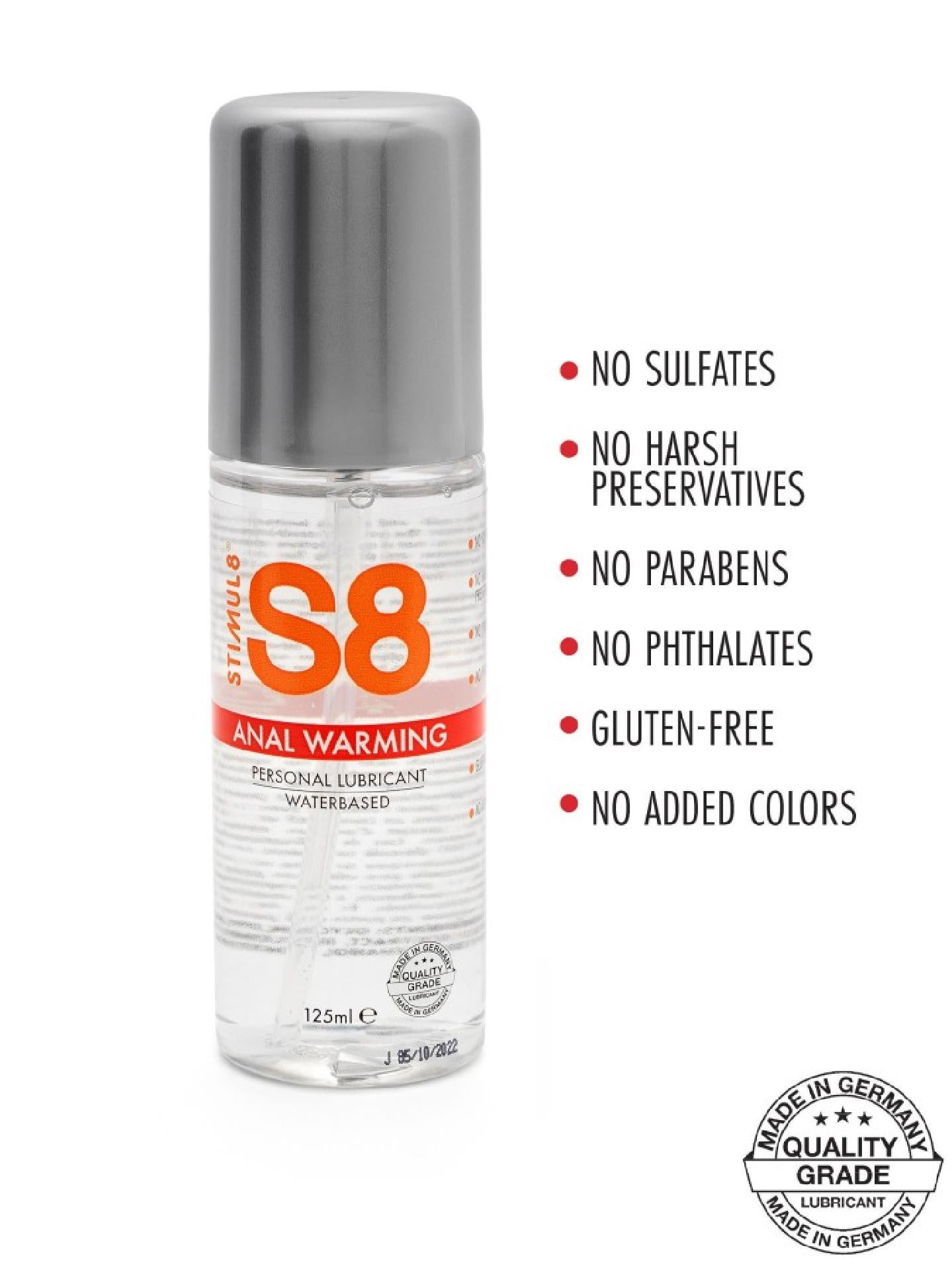 S8 - Lubrificante anale a base d'acqua Warming 125ml