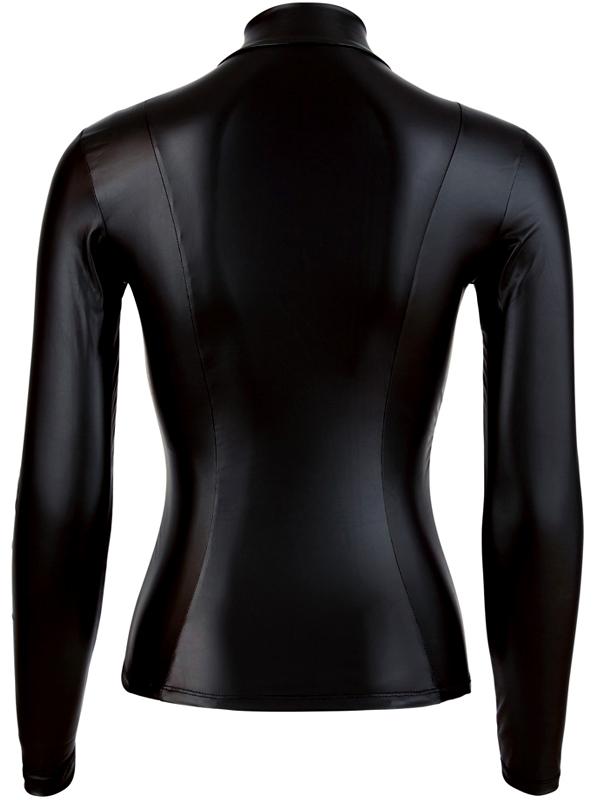 Top manica lunga con zip Nero Elasticizzato