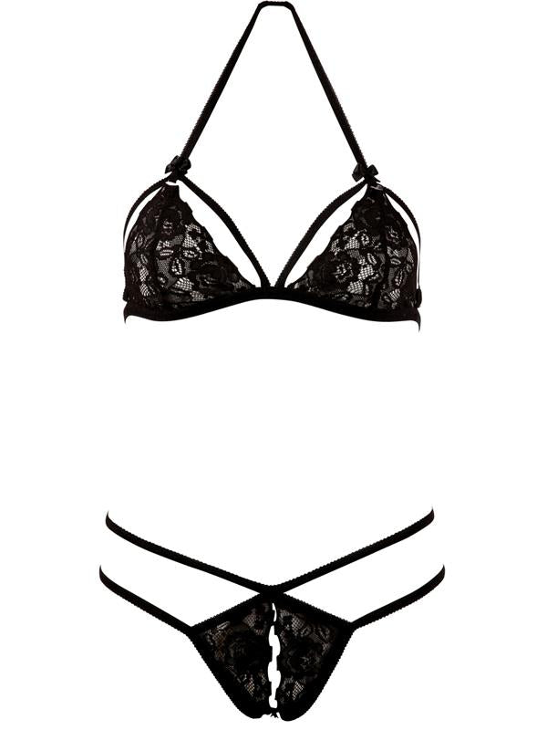 Completo Aperto Nero Pizzo