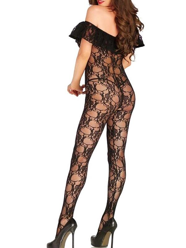 Leg Avenue - Bodystocking in Pizzo Floreale Nero Pizzo