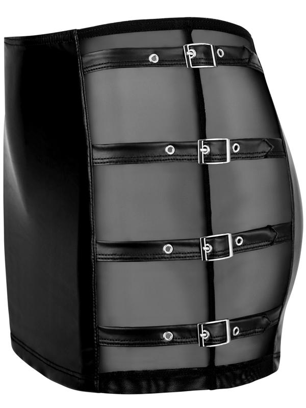 Mini gonna con fibbie Nero Elasticizzato