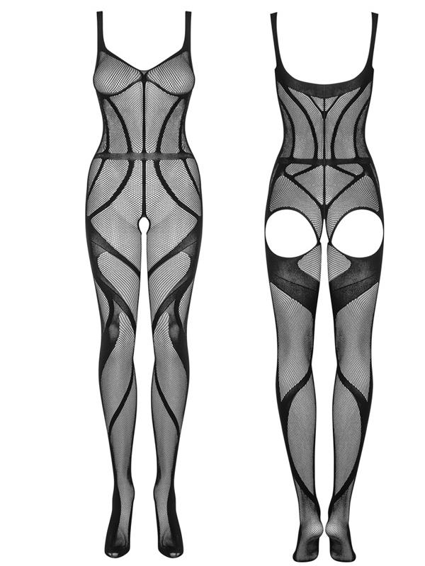 Obsessive - G336 Tutina Aperta Nylon Nero